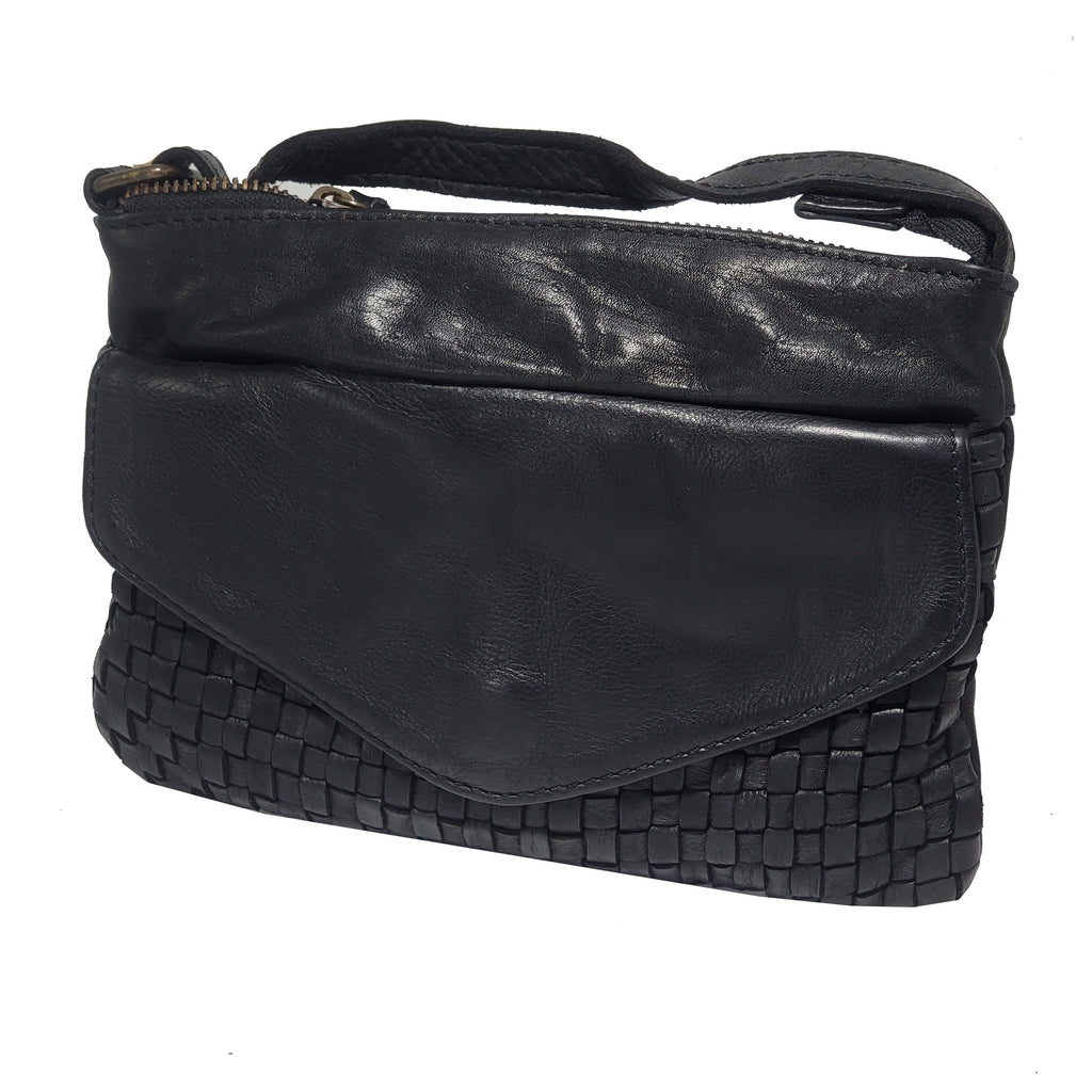 BRENNAN WASHED WOVEN LEATHER – Luxus-Clutch-Tasche aus gewaschenem Leder NEU