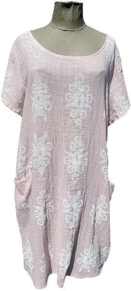 LINEN BLEND DAMASK LIGHT WEIGHT DRESS LADIES SUMMER