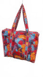 Hand made Vera Tucci Patterned Indian Cotton Zip Closure Tote Bag 17x17 Inches