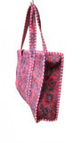 Hand made Vera Tucci Patterned Indian Cotton Zip Closure Tote Bag 17x17 Inches