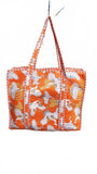 Hand made Vera Tucci Patterned Indian Cotton Zip Closure Tote Bag 17x17 Inches