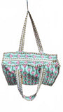 Hand made Vera Tucci Patterned Indian Cotton Zip Closure Tote Bag 17x17 Inches