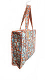 Hand made Vera Tucci Patterned Indian Cotton Zip Closure Tote Bag 17x17 Inches