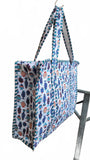 Hand made Vera Tucci Patterned Indian Cotton Zip Closure Tote Bag 17x17 Inches