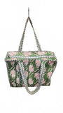 Hand made Vera Tucci Patterned Indian Cotton Zip Closure Tote Bag 17x17 Inches