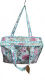 Hand made Vera Tucci Patterned Indian Cotton Zip Closure Tote Bag 17x17 Inches