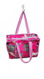 Hand made Vera Tucci Patterned Indian Cotton Zip Closure Tote Bag 17x17 Inches
