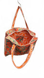 Hand made Vera Tucci Patterned Indian Cotton Zip Closure Tote Bag 17x17 Inches