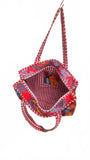 Hand made Vera Tucci Patterned Indian Cotton Zip Closure Tote Bag 17x17 Inches