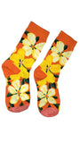LUXURY WOMEN'S BAMBOO SOCK W12 ORANGE FLORAL