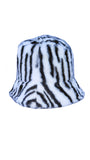 Tiger Print Patterned Fluffy Fleece Lined Bucket Hat For Winter (ADULT & CHILD SIZES)