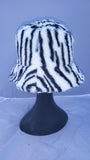 Tiger Print Patterned Fluffy Fleece Lined Bucket Hat For Winter (ADULT & CHILD SIZES)