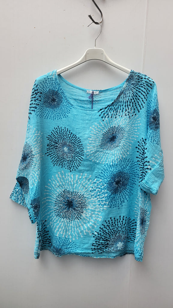 PEACOCK PATTERN COTTON TOP