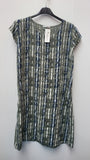 SLEEVELESS VERTICAL AVOCADO PATTERNED LINEN DRESS