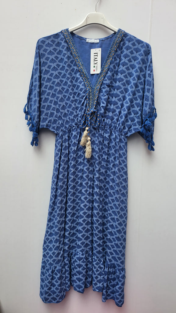 ROPE FRONT PATTERNED DRESS