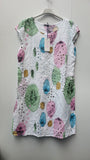 SLEEVELESS ABSTRACT AVOCADO PATTERNED LINEN DRESS