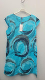 SLEEVLESS LINEN BRUSH STROKE CIRCLES PATTERN DRESS