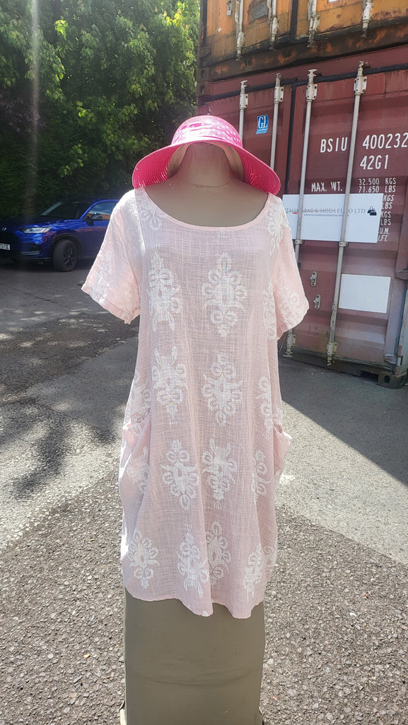 LINEN BLEND DAMASK LIGHT WEIGHT DRESS LADIES SUMMER FASHION