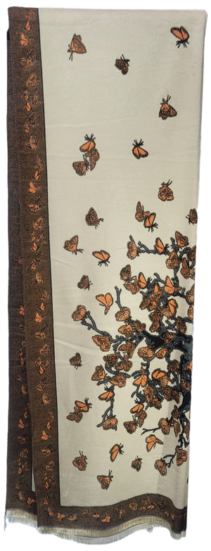 VERA TUCCI CASHMERE FEEL BUTTERFLY PATTERN PROVENCAL LOOK WINTER SCARF RMD2403-124-01