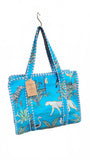 Hand made Vera Tucci Patterned Indian Cotton Zip Closure Tote Bag 17x17 Inches