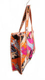 Hand made Vera Tucci Patterned Indian Cotton Zip Closure Tote Bag 17x17 Inches