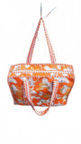 Hand made Vera Tucci Patterned Indian Cotton Zip Closure Tote Bag 17x17 Inches