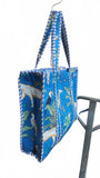 Hand made Vera Tucci Patterned Indian Cotton Zip Closure Tote Bag 17x17 Inches