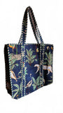 Hand made Vera Tucci Patterned Indian Cotton Zip Closure Tote Bag 17x17 Inches
