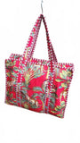 Hand made Vera Tucci Patterned Indian Cotton Zip Closure Tote Bag 17x17 Inches