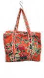 Hand made Vera Tucci Patterned Indian Cotton Zip Closure Tote Bag 17x17 Inches