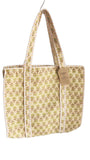 Hand made Vera Tucci Patterned Indian Cotton Zip Closure Tote Bag 17x17 Inches