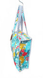 Hand made Vera Tucci Patterned Indian Cotton Zip Closure Tote Bag 17x17 Inches