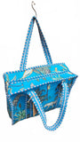 Hand made Vera Tucci Patterned Indian Cotton Zip Closure Tote Bag 17x17 Inches