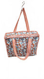 Hand made Vera Tucci Patterned Indian Cotton Zip Closure Tote Bag 17x17 Inches