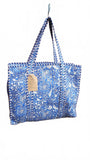 Hand made Vera Tucci Patterned Indian Cotton Zip Closure Tote Bag 17x17 Inches