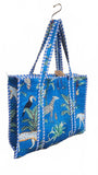 Hand made Vera Tucci Patterned Indian Cotton Zip Closure Tote Bag 17x17 Inches