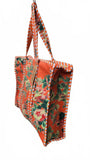 Hand made Vera Tucci Patterned Indian Cotton Zip Closure Tote Bag 17x17 Inches
