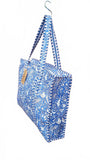 Hand made Vera Tucci Patterned Indian Cotton Zip Closure Tote Bag 17x17 Inches