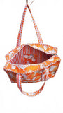 Hand made Vera Tucci Patterned Indian Cotton Zip Closure Tote Bag 17x17 Inches