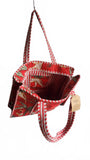 Hand made Vera Tucci Patterned Indian Cotton Zip Closure Tote Bag 17x17 Inches