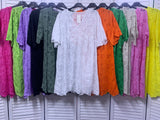 FLOWER CUTOUT DESIGN LIGHT COTTON V NECK DRESS