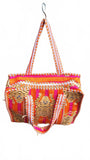 Hand made Vera Tucci Patterned Indian Cotton Zip Closure Tote Bag 17x17 Inches