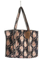 Hand made Vera Tucci Patterned Indian Cotton Zip Closure Tote Bag 17x17 Inches