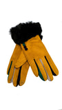 Felicity Faux Suede Fur Trim Gloves - G08