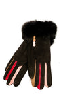 Felicity Faux Suede Fur Trim Gloves - G08