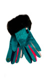 Felicity Faux Suede Fur Trim Gloves - G08