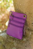 Leather Bag FIFI- MULTI ZIP SMALL POUCH BAG - Vera Tucci OriginalsBags PLAIN PURPLE