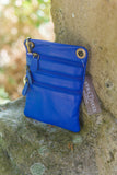 Leather Bag FIFI- MULTI ZIP SMALL POUCH BAG - Vera Tucci OriginalsBags PLAIN ROYAL