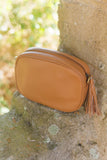 Leather Bag GEMMA - GENUINE LEATHER CAMERA BAG WITH TASSEL ZIP - Vera Tucci OriginalsBags TAN