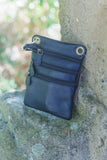 Leather Bag FIFI- MULTI ZIP SMALL POUCH BAG - Vera Tucci OriginalsBags PLAIN NAVY